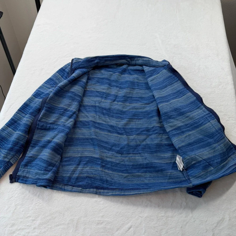 Eddie Bauer Fleece Jacket Kids L 14/16 Blue Good Striped Full Zip E9330W561